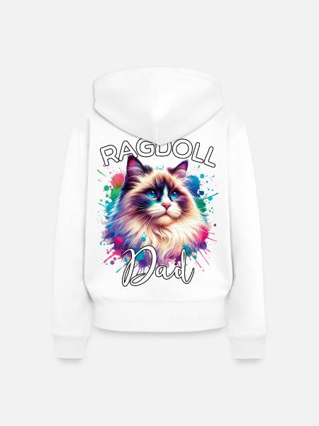 Ragdoll Katze Papa - Frauen Premium Bio Zip Hoodie - Weiß