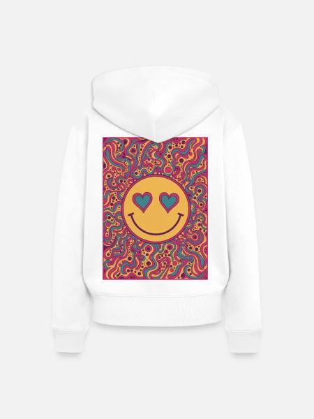 Psychedelisches Festival-Hippie-Pilz-Batik-Rave - Frauen Premium Bio Zip Hoodie - Weiß