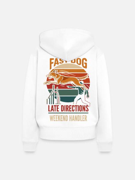 Schneller Hund im Retro Sunset - Frauen Premium Bio Zip Hoodie - Weiß