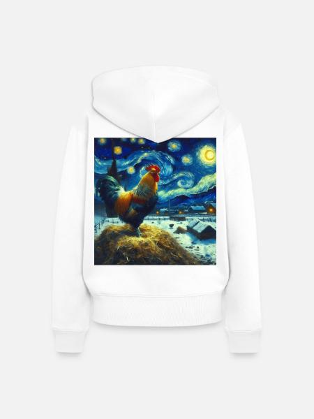 Hahn Starry Night - Frauen Premium Bio Zip Hoodie - Weiß
