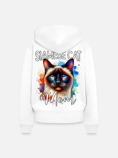 Siamkatze Mama - Frauen Premium Bio Zip Hoodie - Weiß