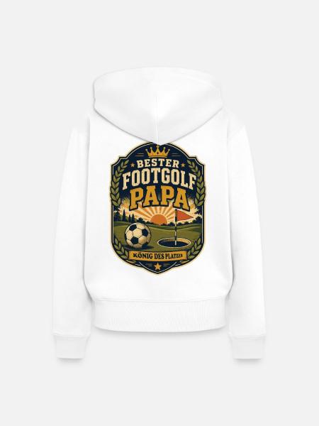 Footgolf Papa König - Frauen Premium Bio Zip Hoodie - Weiß