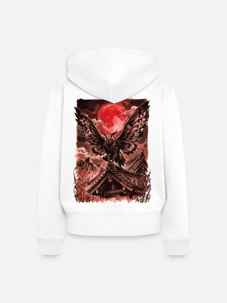 Mothman Ukiyo-e japanische Kryptid-Folklorekunst - Frauen Premium Bio Zip Hoodie - Weiß