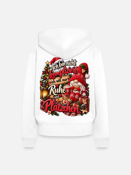 Lustiges Weihnachtsgeschenk Plätzchen Spruch - Frauen Premium Bio Zip Hoodie - Weiß