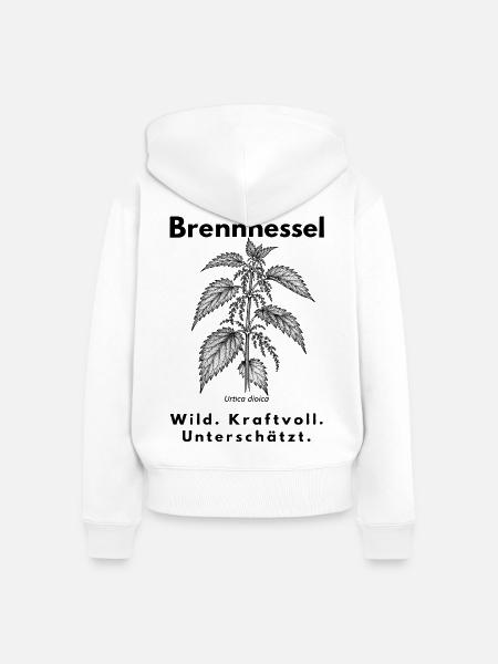 Brennnessel – Wild. Kraftvoll. Unterschätzt. - Frauen Premium Bio Zip Hoodie - Weiß
