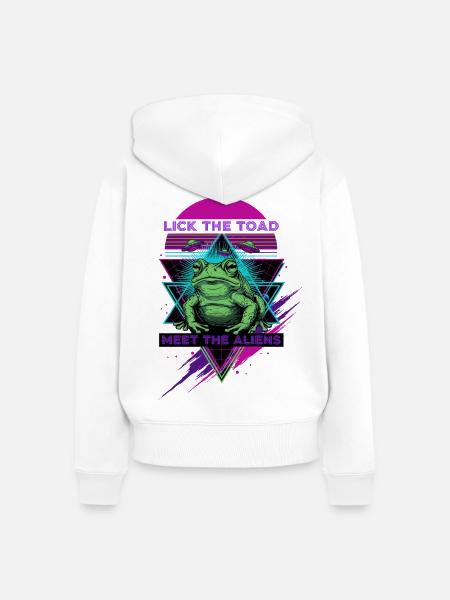 Trippy Musikfestival Lick The Toad - Frauen Premium Bio Zip Hoodie - Weiß