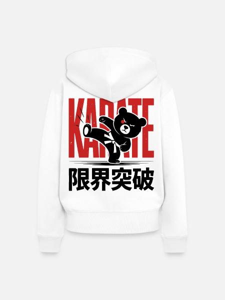Karate Kick - Frauen Premium Bio Zip Hoodie - Weiß