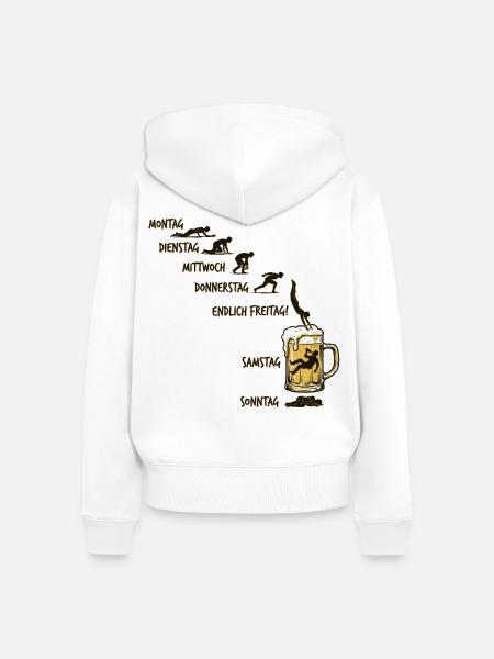 Bier Woche | Evolution | Bierglas | Saufen - Frauen Premium Bio Zip Hoodie - Weiß