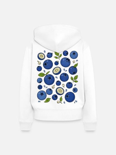 Blaubeeren | Beeren & Botanik - Frauen Premium Bio Zip Hoodie - Weiß
