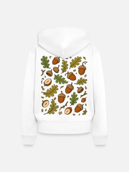 Eicheln & Eichenlaub | Wald Herbst Natur - Frauen Premium Bio Zip Hoodie - Weiß