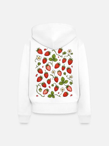 Erdbeeren | Beeren Garten & Sommer - Frauen Premium Bio Zip Hoodie - Weiß