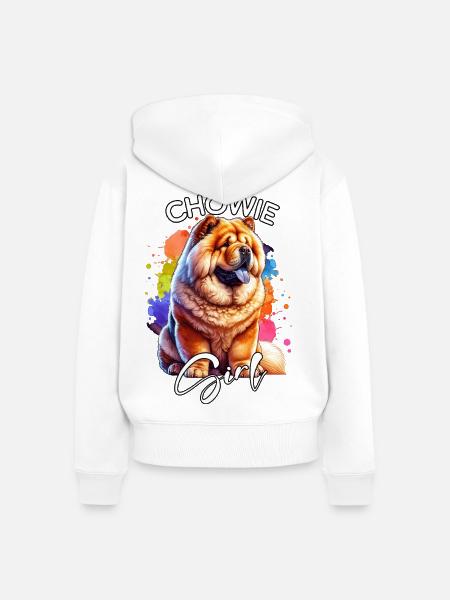 Chow Chow Mädchen Chowchow - Frauen Premium Bio Zip Hoodie - Weiß