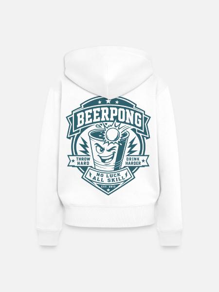 Beer Pong - Frauen Premium Bio Zip Hoodie - Weiß