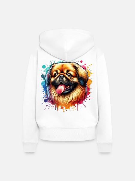 Pekinese Motiv - Frauen Premium Bio Zip Hoodie - Weiß