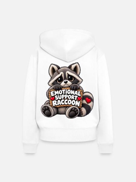 Emotionaler Waschbär Begleiter - Frauen Premium Bio Zip Hoodie - Weiß