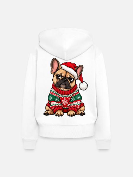 Weihnachten Bulldogge Frenchie Hund Geschenk - Frauen Premium Bio Zip Hoodie - Weiß