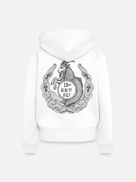 Enki-Ziegenfisch-Symbol - Frauen Premium Bio Zip Hoodie - Weiß