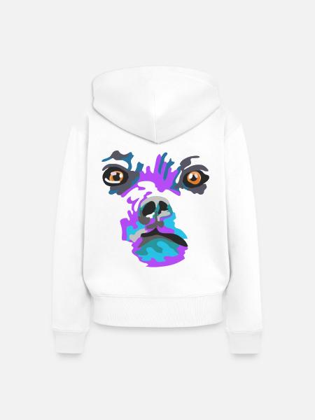 Bunte Hund Gesichtskunst Farbsplash - Frauen Premium Bio Zip Hoodie - Weiß