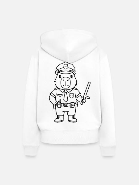 Süßer Capybara-Offizier Lustiger Polizei-Capybara-Geschenk - Frauen Premium Bio Zip Hoodie - Weiß