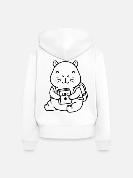 Süßes Capybara-Zurück-an-die-Schule-Geschenk - Frauen Premium Bio Zip Hoodie - Weiß