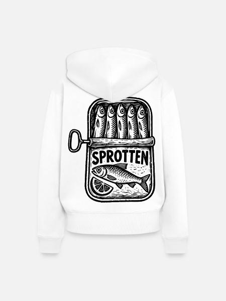 Sprotten – Maritimes Retro Fischmotiv - Frauen Premium Bio Zip Hoodie - Weiß