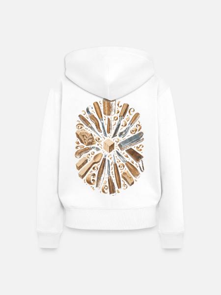 Holzschnitzerei Schnitzen Holzschnitzen - Frauen Premium Bio Zip Hoodie - Weiß