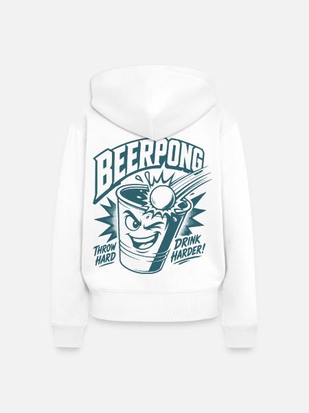 Beer Pong - Frauen Premium Bio Zip Hoodie - Weiß