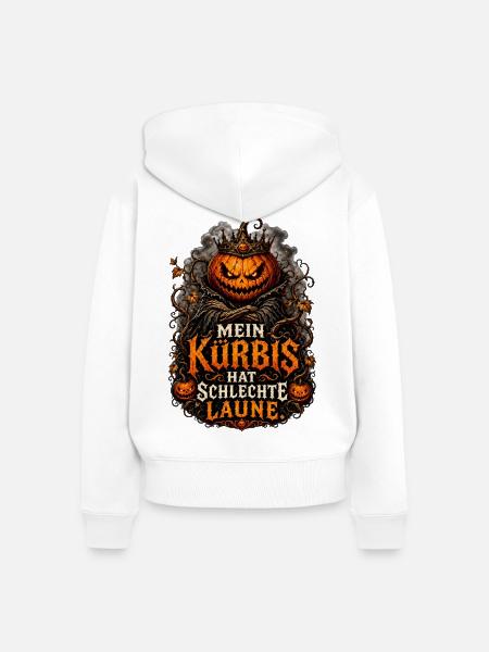 Grimmiger Kürbis König - Frauen Premium Bio Zip Hoodie - Weiß