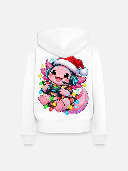 Gaming Weihnachtsdrache mit Lichtern - Frauen Premium Bio Zip Hoodie - Weiß