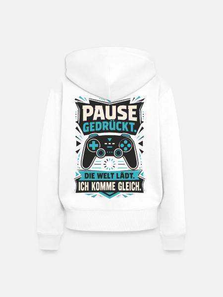 Pause gedrückt – Welt lädt - Frauen Premium Bio Zip Hoodie - Weiß