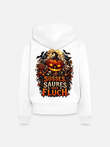 Süßes Saures oder Fluch Halloween - Frauen Premium Bio Zip Hoodie - Weiß