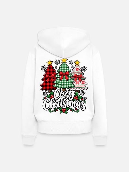 Gemütliches Weihnachtswald-Motiv - Frauen Premium Bio Zip Hoodie - Weiß