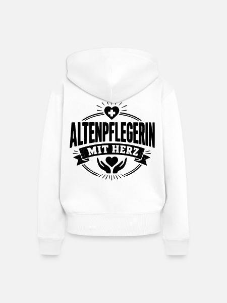 Altenpflegerin mit Herz - Frauen Premium Bio Zip Hoodie - Weiß