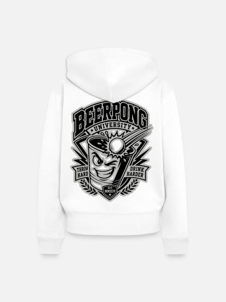 Beer Pong University - Frauen Premium Bio Zip Hoodie - Weiß