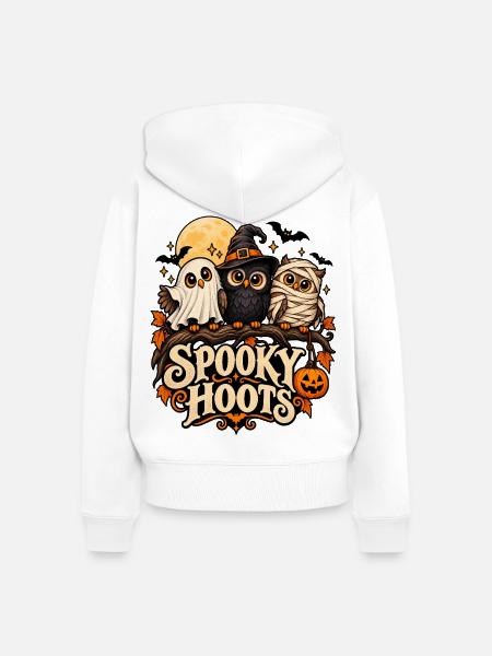 Spooky Hoots Halloween-Eulen - Frauen Premium Bio Zip Hoodie - Weiß