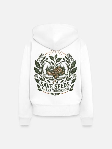 Samen speichern Teilen Sie morgen - Frauen Premium Bio Zip Hoodie - Weiß