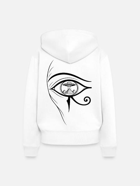 Auge des Horus, UFO - Frauen Premium Bio Zip Hoodie - Weiß