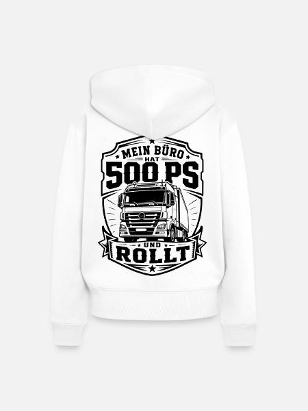 Mein Büro hat 500 PS - Frauen Premium Bio Zip Hoodie - Weiß