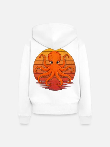 Süßer Retro-Oktopus - Frauen Premium Bio Zip Hoodie - Weiß