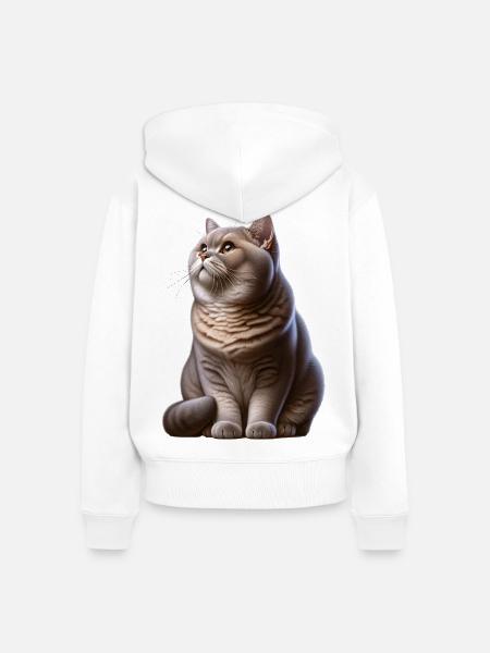 Britisch Kurzhaar Katze - Frauen Premium Bio Zip Hoodie - Weiß