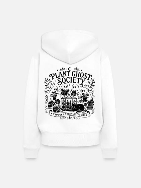 Plant Ghost Society - Frauen Premium Bio Zip Hoodie - Weiß