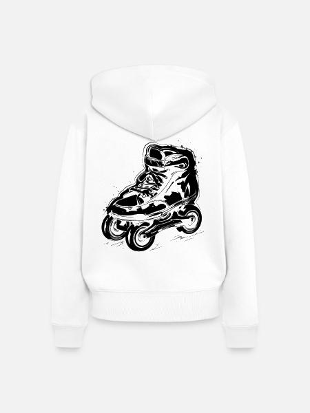 Roller Skates Zeichnung - Frauen Premium Bio Zip Hoodie - Weiß