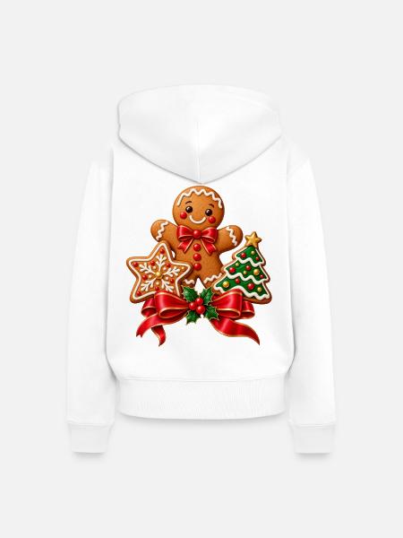 Lebkuchen Weihnachtskekse - Frauen Premium Bio Zip Hoodie - Weiß