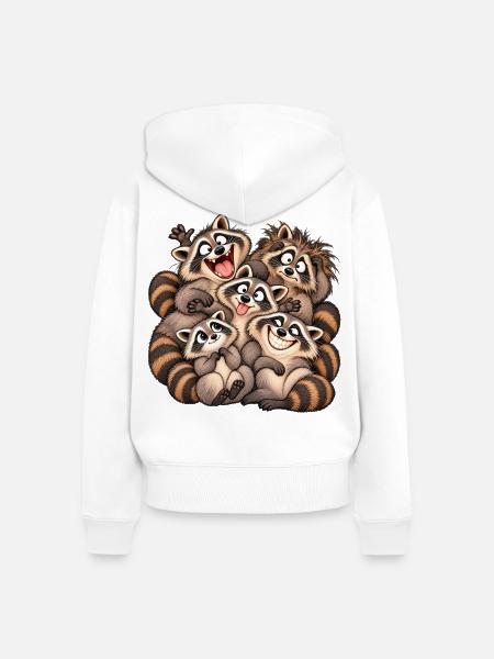 Fröhliche Waschbären-Familie - Frauen Premium Bio Zip Hoodie - Weiß