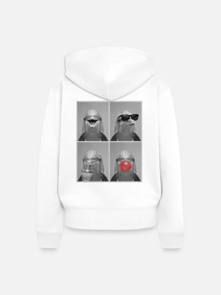 Delfine Delfin - Frauen Premium Bio Zip Hoodie - Weiß