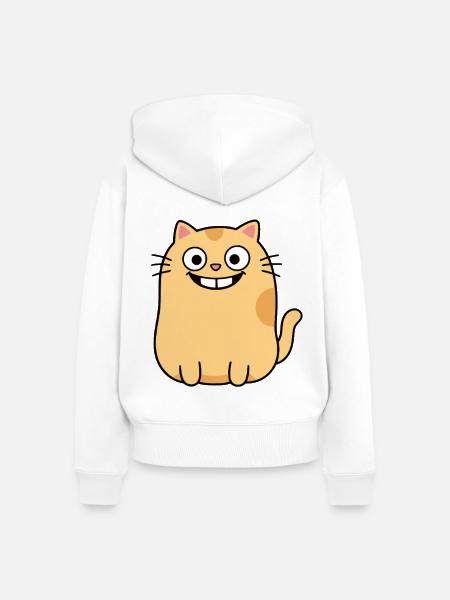 Katze - Frauen Premium Bio Zip Hoodie - Weiß