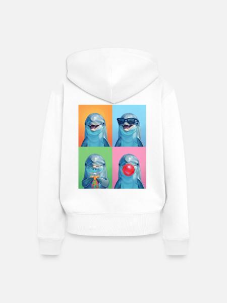 Delfine Delfin - Frauen Premium Bio Zip Hoodie - Weiß