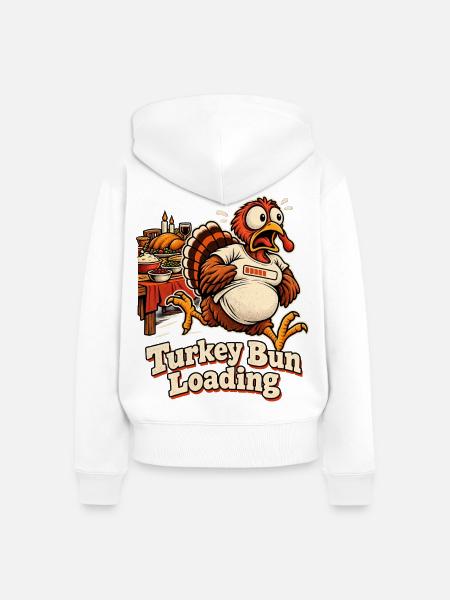 Turkey Bun Loading witzige - Frauen Premium Bio Zip Hoodie - Weiß