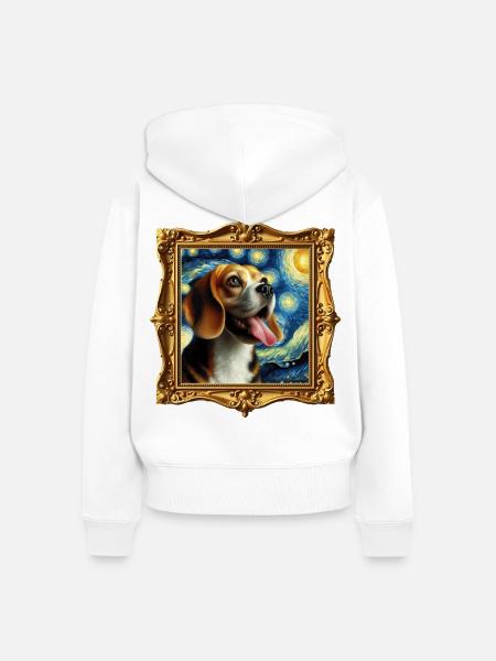 Beagle Starry Night - Frauen Premium Bio Zip Hoodie - Weiß