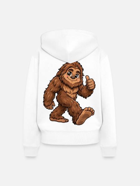 Bigfoot Kawaii Style – Süßes Fabelwesen - Frauen Premium Bio Zip Hoodie - Weiß